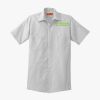 Short Sleeve Striped Industrial Work Shirt Thumbnail